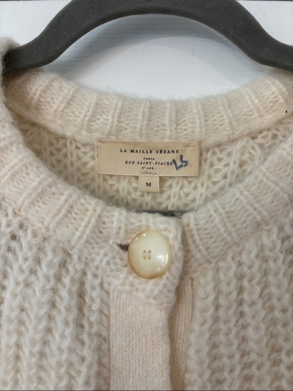 Sezane NWOT Emilie Alpaca Wool Blend Cardigan in Ecru Size Medium - Picture 3 of 8